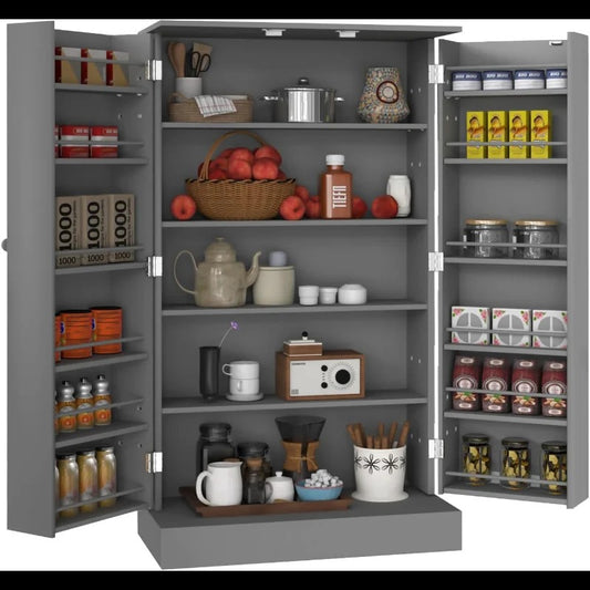 (NEW) 41" Kitchen Pantry Storage Cabinet Food Storage Cabinets with Doors and Adjustable Shelves Freestanding