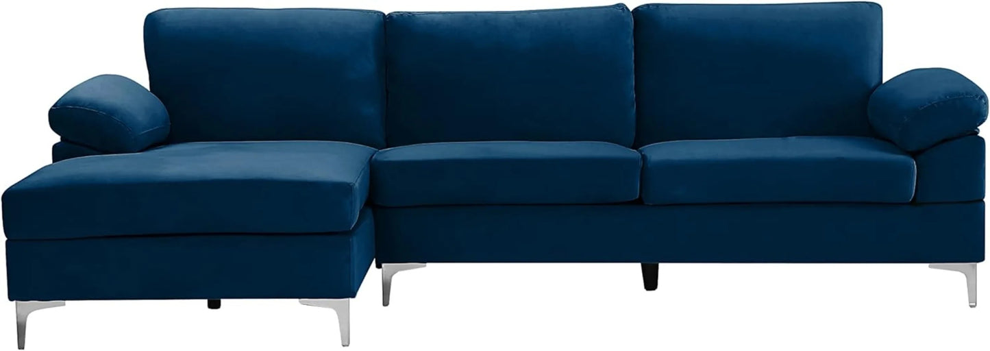 (NEW) OMGO 103.5" L-Shaped Sectional Sofas Modern Velvet Upholstered Couch