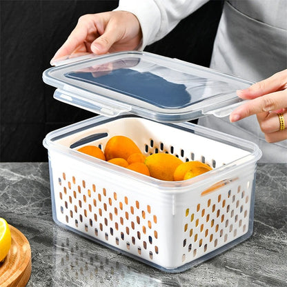Refrigerator Storage Box Fridge Organizer Fresh Vegetable Fruit Boxes Drain Basket Storage Containers