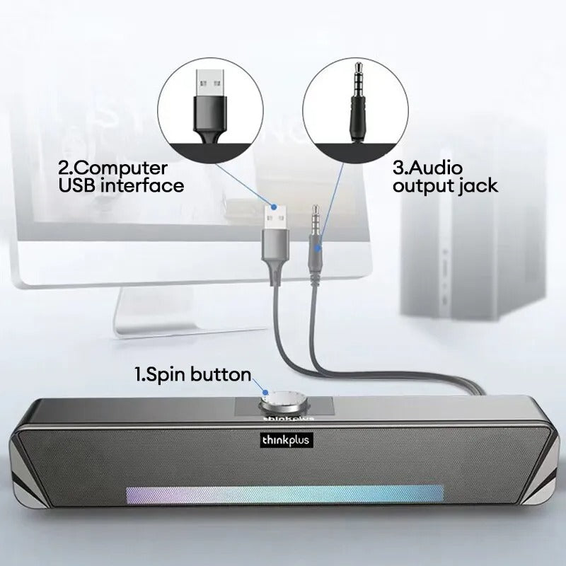 Original Lenovo TS33 Wired and Bluetooth 5.0 Speaker 360 Home Movie Surround Sound Bar