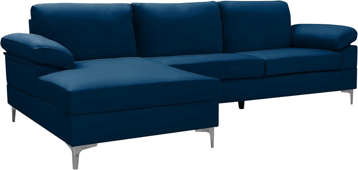 (NEW) OMGO 103.5" L-Shaped Sectional Sofas Modern Velvet Upholstered Couch