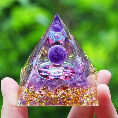 Crystals Stone Orgone Pyramid Energy Generator Natural Amethyst Peridot Reiki Chakra Meditation Tool