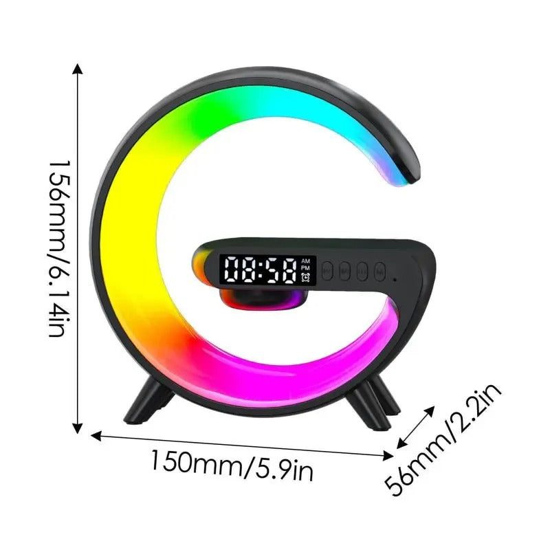 Multifunction 15W Wireless Charger Bluetooth Speaker RGB Night Light Lamp FM Radio Alarm Clock
