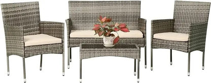 Patio Furniture Set 4 Pieces Outdoor Rattan Chair Wicker Sofa