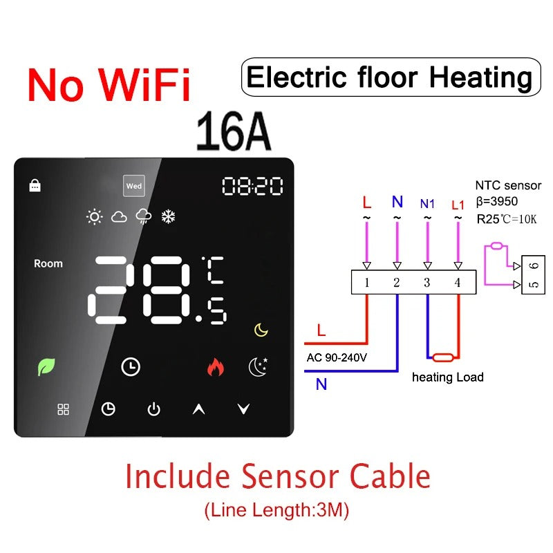 Tuya WiFi Smart Thermostat Electric Floor Heating TRV Water Gas Boiler Temperature Voice Remote Controller