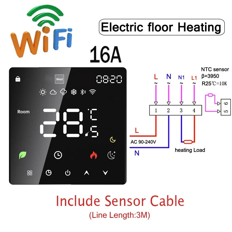 Tuya WiFi Smart Thermostat Electric Floor Heating TRV Water Gas Boiler Temperature Voice Remote Controller