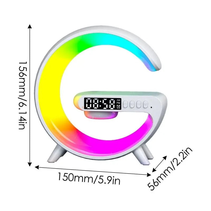 Multifunction 15W Wireless Charger Bluetooth Speaker RGB Night Light Lamp FM Radio Alarm Clock